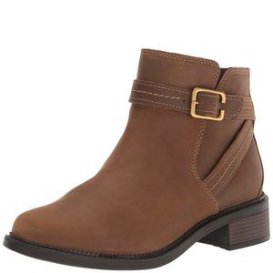 Clarks Women's Maye Strap Ankle Boot, Dark Tan Leather, 7.5